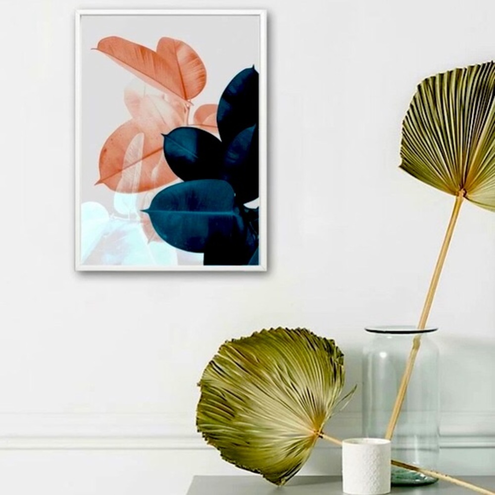 3/$30 LEAF plant green pink wall art print decor unframed